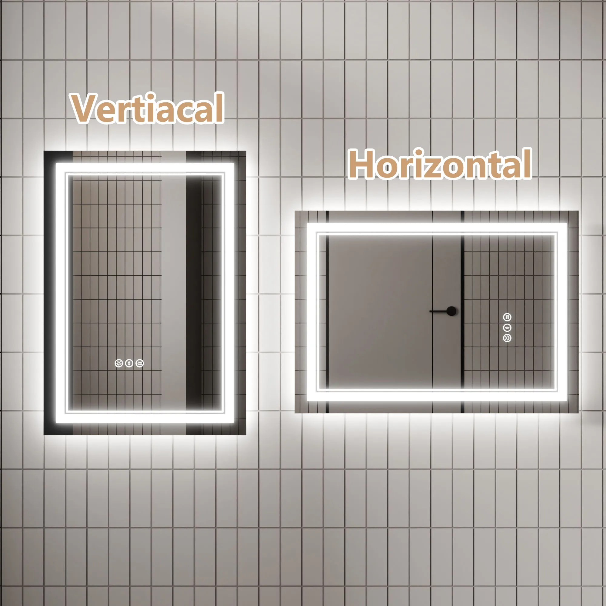 Led Bathroom Mirror, 20X28" Bathroom Vanity Mirrors With Lights, Mirrors For Wall With Smart Touch Button, Anti - Fog, Memory Function, Stepless Dimmable Makeup Mirror (Horizontal / Vertical)