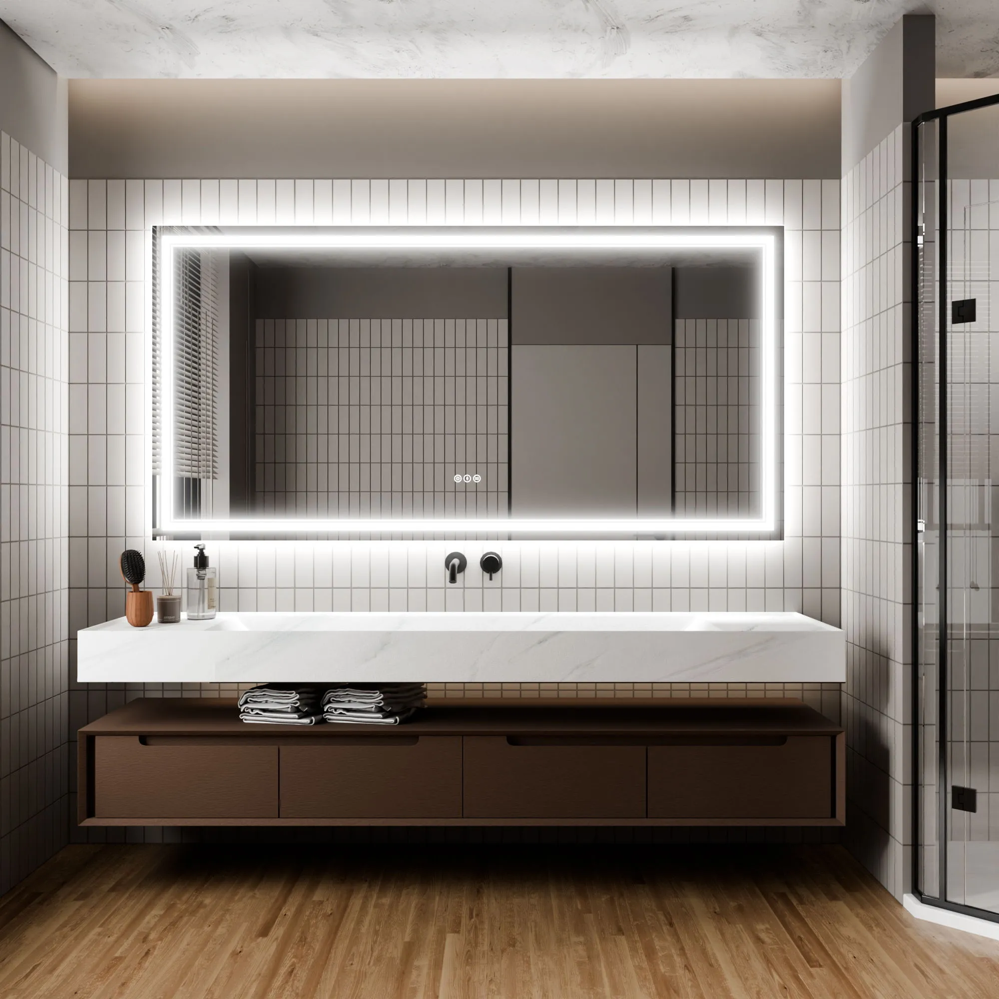 Led Bathroom Mirror, 36X72" Bathroom Vanity Mirrors With Lights, Mirrors For Wall With Smart Touch Button, Anti - Fog, Memory Function, Stepless Dimmable Makeup Mirror (Horizontal / Vertical)