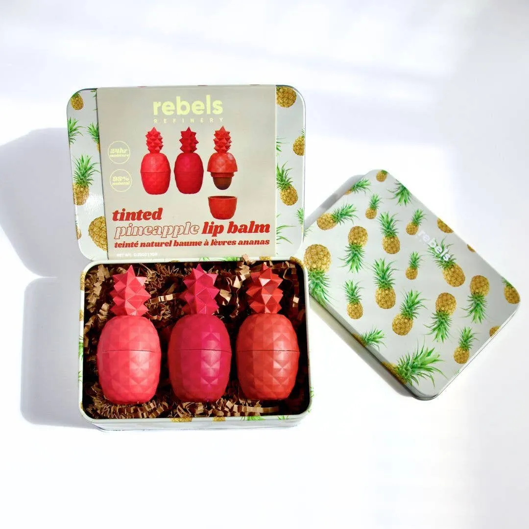 Lip Balm in Tin Box - Tinted Pineapple - 3 Pack