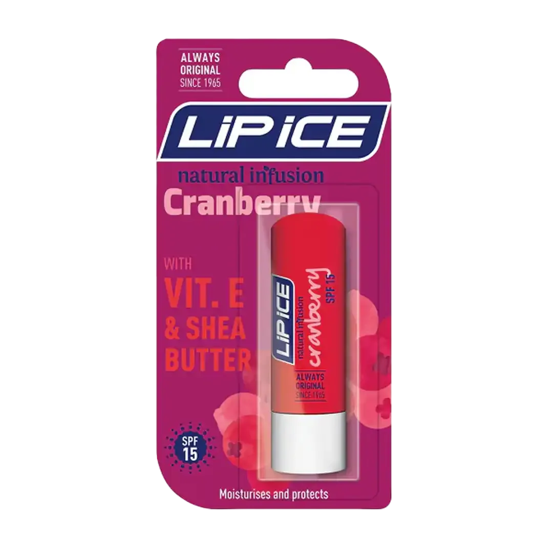 Lip Ice Lip Balm, Cranberry with Vit. E and Shea Butter
