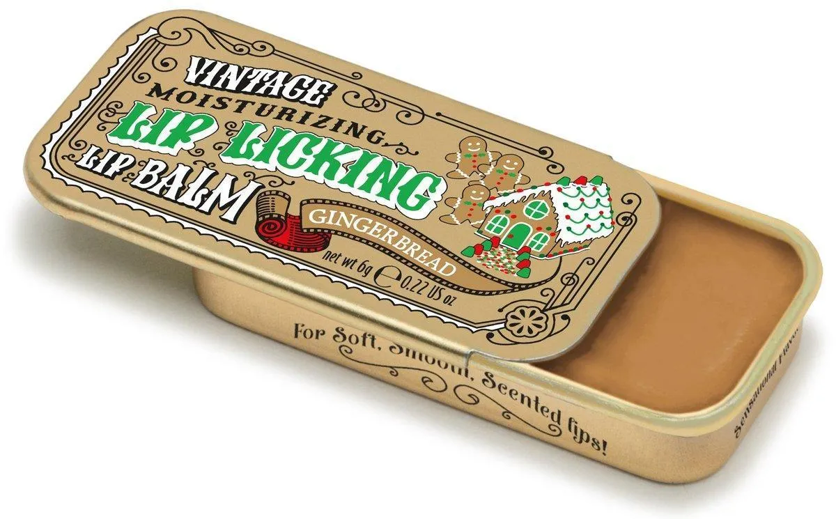 Lip Licking Lip Balm Vintage Slider Tin | Gingerbread