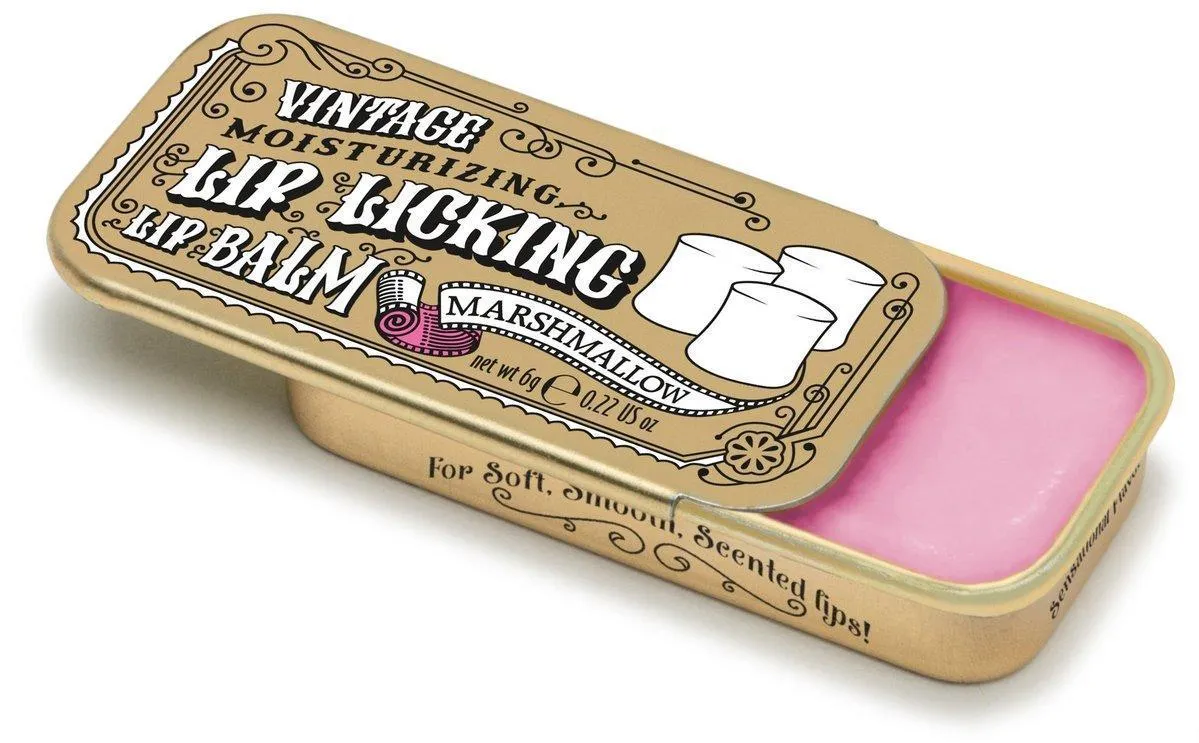 Lip Licking Lip Balm Vintage Slider Tin | Marshmallow