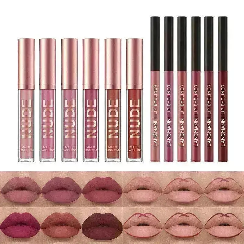 Lip Liner And Lipstick Makeup 12 Pcs Set 6 Matte Lipstick 6 Lip Liner Pens Waterproof Long Lasting Matte Lipstick Beauty Cosmetics Makeup Gift For Girls Lipstick Set