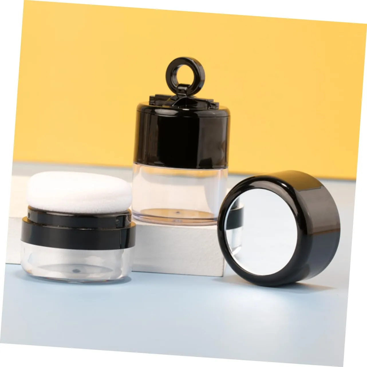 Loose Powder Container Set 2pcs Portable Makeup Puff Cases with Built-in Puff for Travel Daily Use