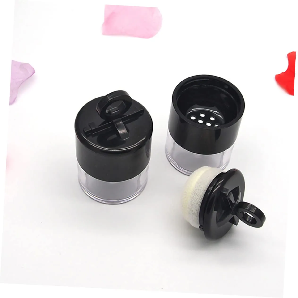Loose Powder Container Set 2pcs Portable Makeup Puff Cases with Built-in Puff for Travel Daily Use