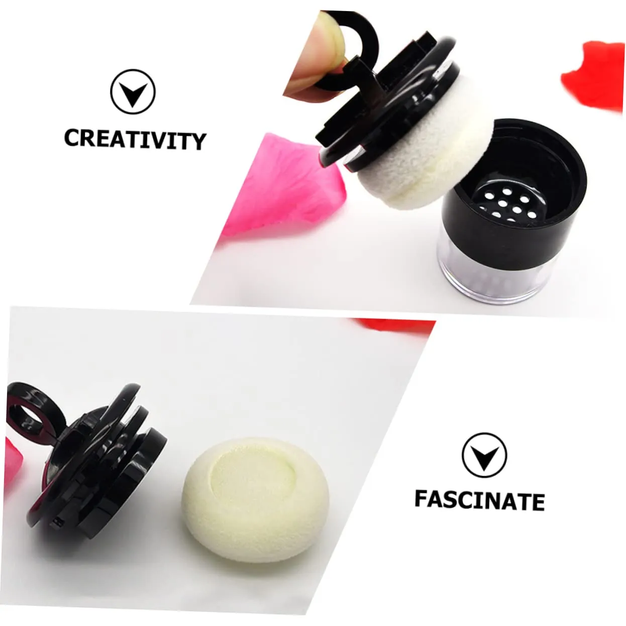 Loose Powder Container Set 2pcs Portable Makeup Puff Cases with Built-in Puff for Travel Daily Use