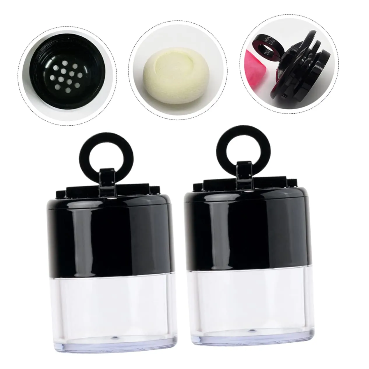Loose Powder Container Set 2pcs Portable Makeup Puff Cases with Built-in Puff for Travel Daily Use