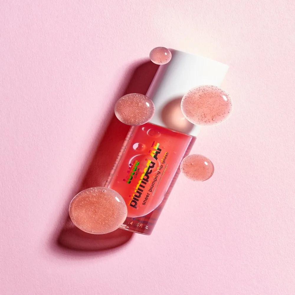 Lottie London Plumped AF, Sheer Plumping Lip Gloss, Peach Please, 0.14 fl oz
