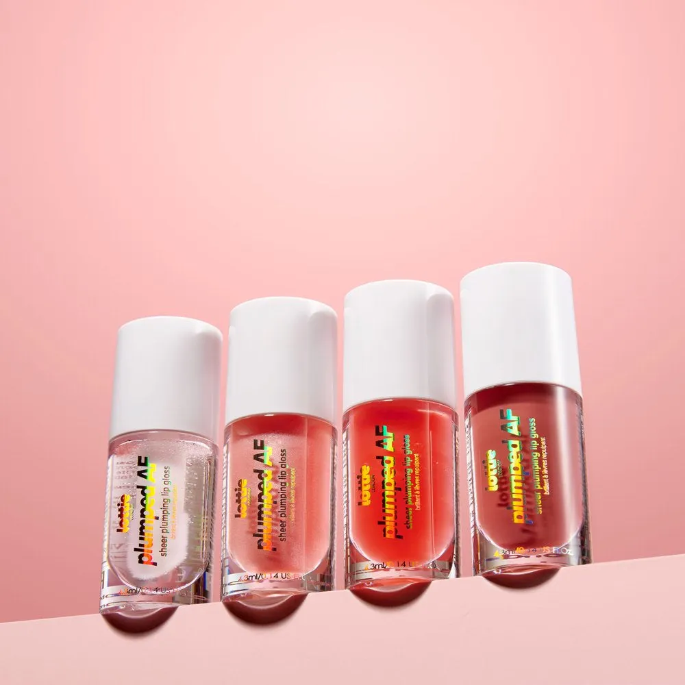 Lottie London Plumped AF, Sheer Plumping Lip Gloss, Peach Please, 0.14 fl oz