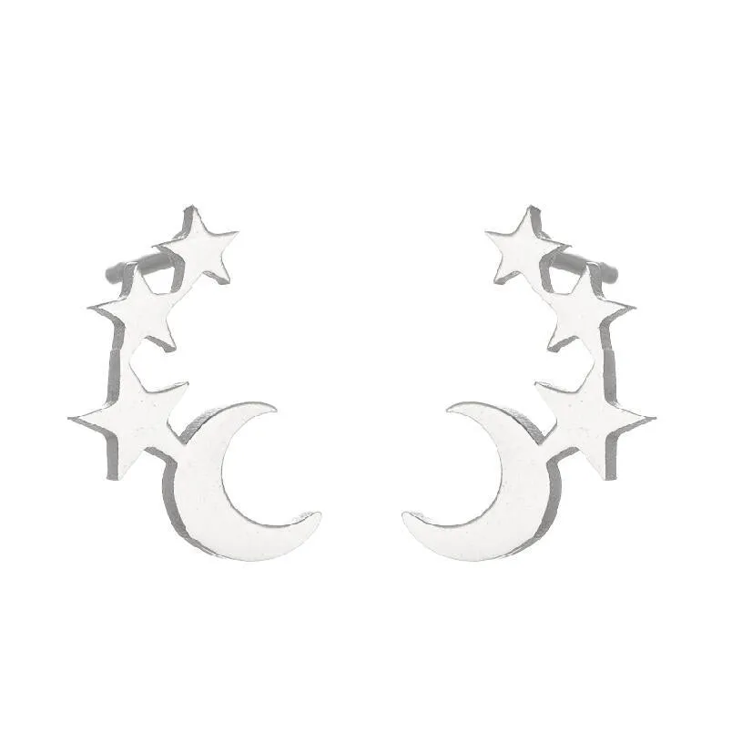 Love Ear Studs Electroplating Star Music Note Simple Geometric Stainless Steel Stud Earrings