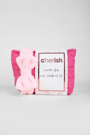 Make Up Bag & Hairband Set in Pink