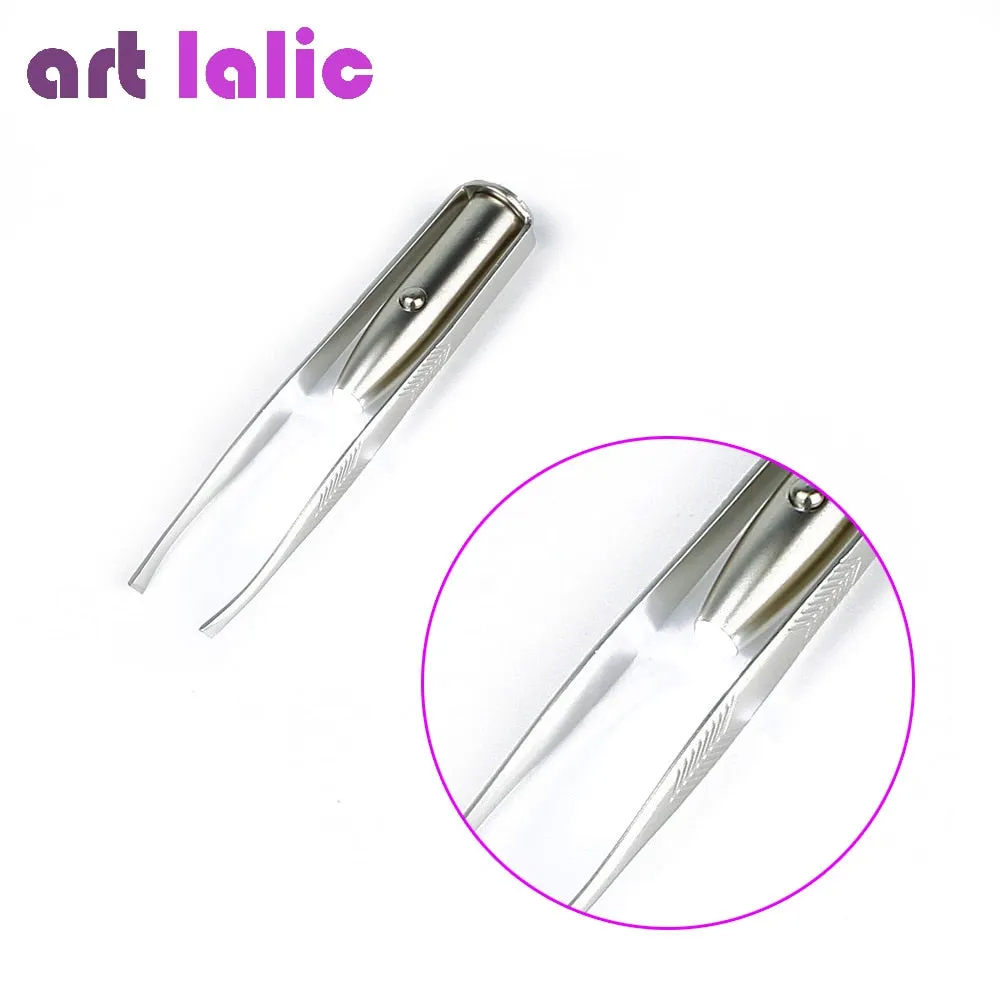 Make Up Led Light Eyelash Eyebrow Hair Removal Tweezers Pinzas Para Cejas#7245
