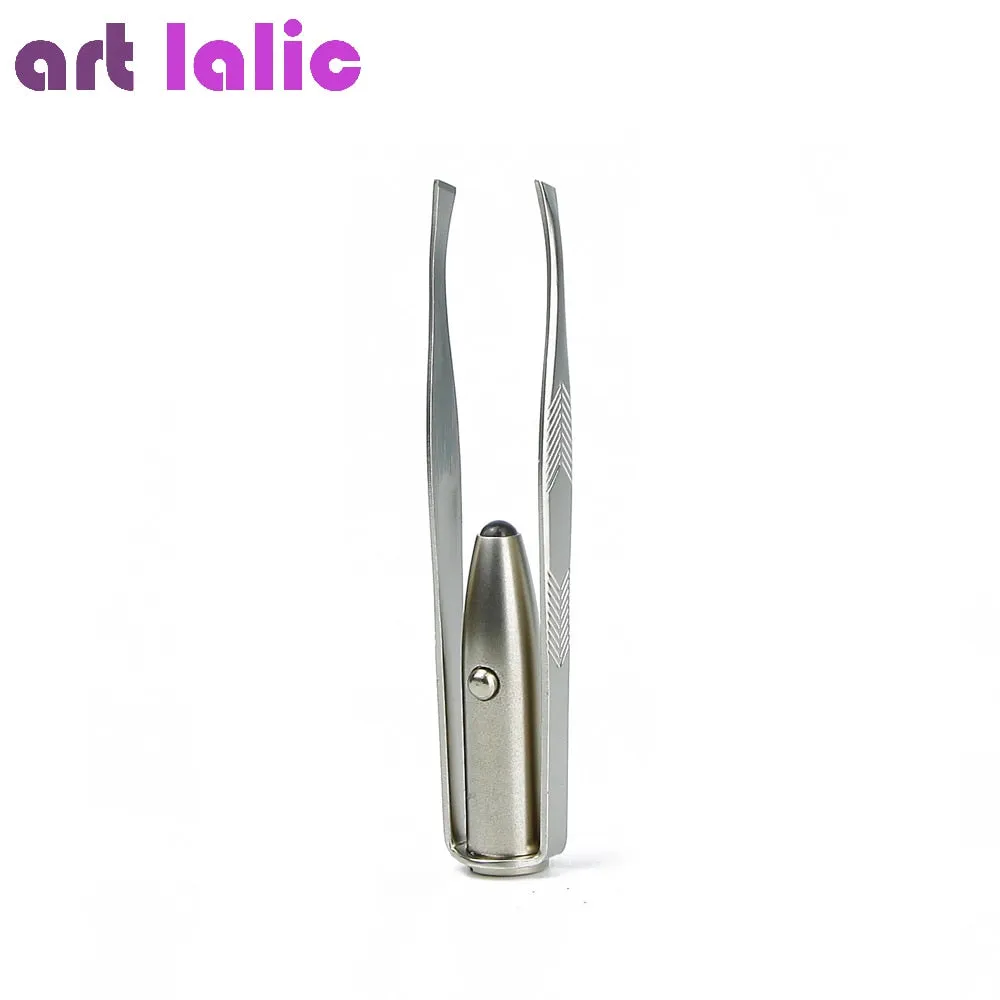 Make Up Led Light Eyelash Eyebrow Hair Removal Tweezers Pinzas Para Cejas#7245