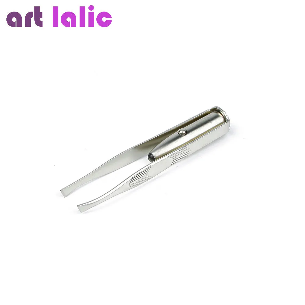 Make Up Led Light Eyelash Eyebrow Hair Removal Tweezers Pinzas Para Cejas#7245
