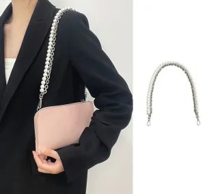 Makeup bag pearl chain accessory, short underarm chain for bag modification, metal bag chain.