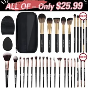 Makeup Brushes,MAANGE 30 PCs Travel Professional Makeup Brushes Set with Case,Foundation Kabuki Blush Eyeshadow Make Up Brush with Makeup Sponge and Brush