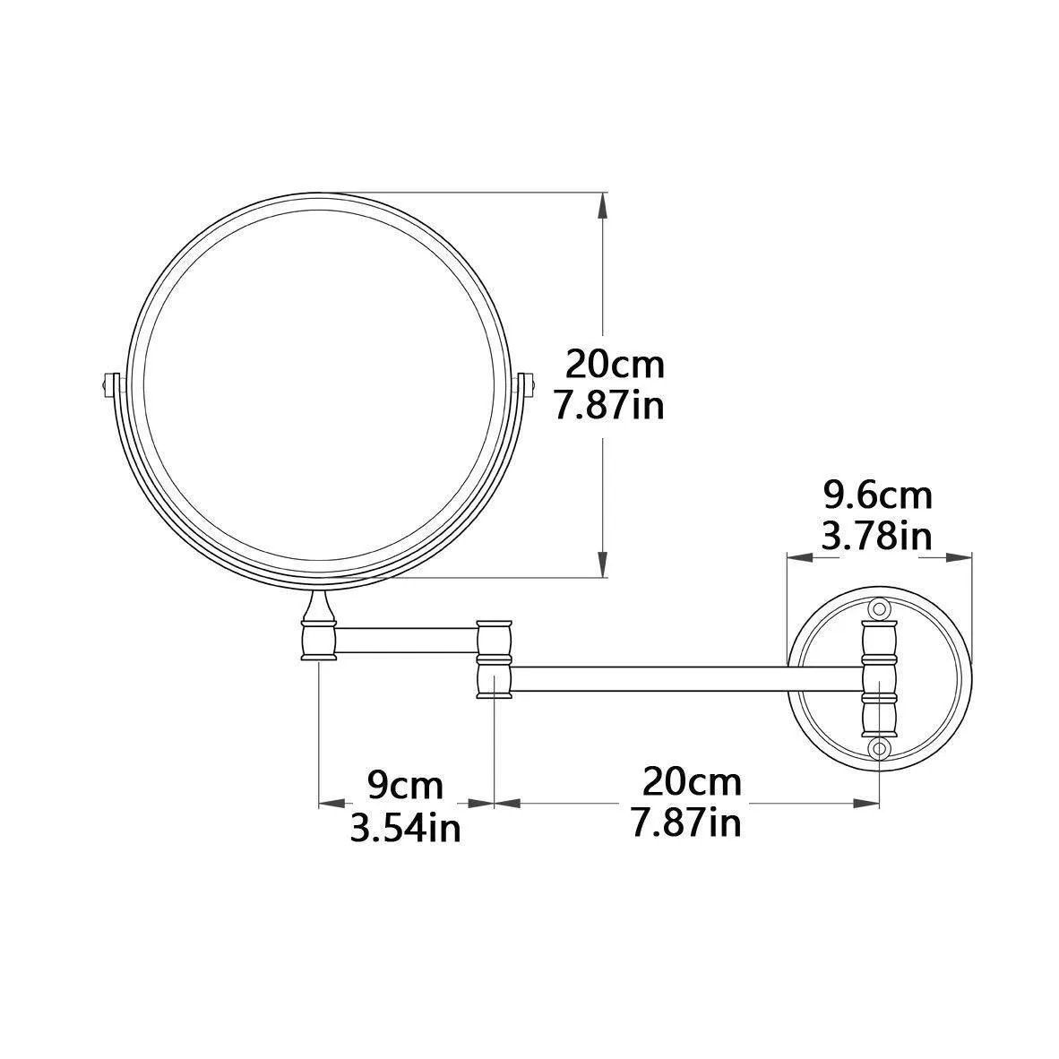 Makeup Mirror Wall Mount 8 Inch Dual Side with 1x/5x Magnification Bathroom Magnifying Mirror Two Side 360 Swivel Cosmetic Face Mirror Extendable Vanity Mirrors Luxury Brass Gold MARMOLUX ACC