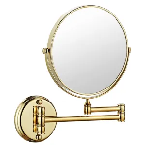 Makeup Mirror Wall Mount 8 Inch Dual Side with 1x/5x Magnification Bathroom Magnifying Mirror Two Side 360 Swivel Cosmetic Face Mirror Extendable Vanity Mirrors Luxury Brass Gold MARMOLUX ACC