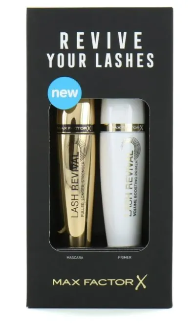 Max Factor REVIVE YOUR LASHES Boxed GIFT SET Contains LASH REVIVAL MASCARA Black   PRIMER (Both full size products)