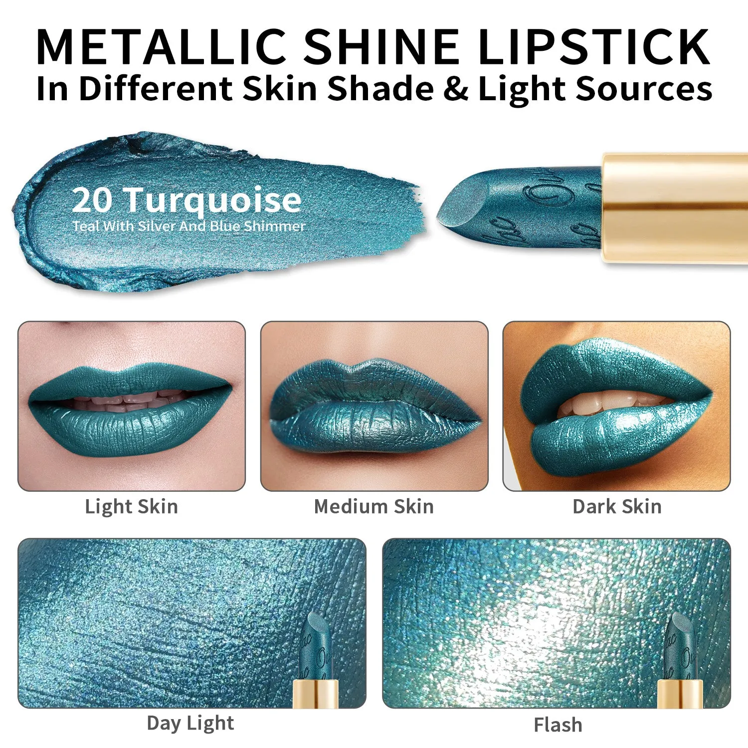 Metallic Shine Lipstick | D20 Turquoise