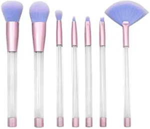 Minkissy 7pcs Glitter Makeup Brushes Set DIY Quicksand Handle Makeup Brush for Foundation Powder Concealer Blush with Empty Handle Sand Brushes