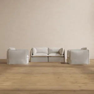 Modular Washable 2-Seater Sofa   Armchair Set in Powder | Memorix  Seat | Contour Pillow