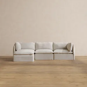Modular Washable 3-Seater Sectional in Powder | Deluxe  Seat | Contour Pillow