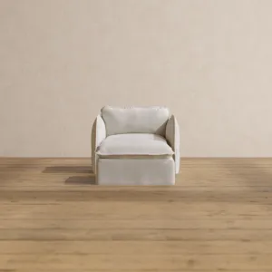 Modular Washable Armchair   Ottoman in Powder | Deluxe  Seat | Contour Pillow