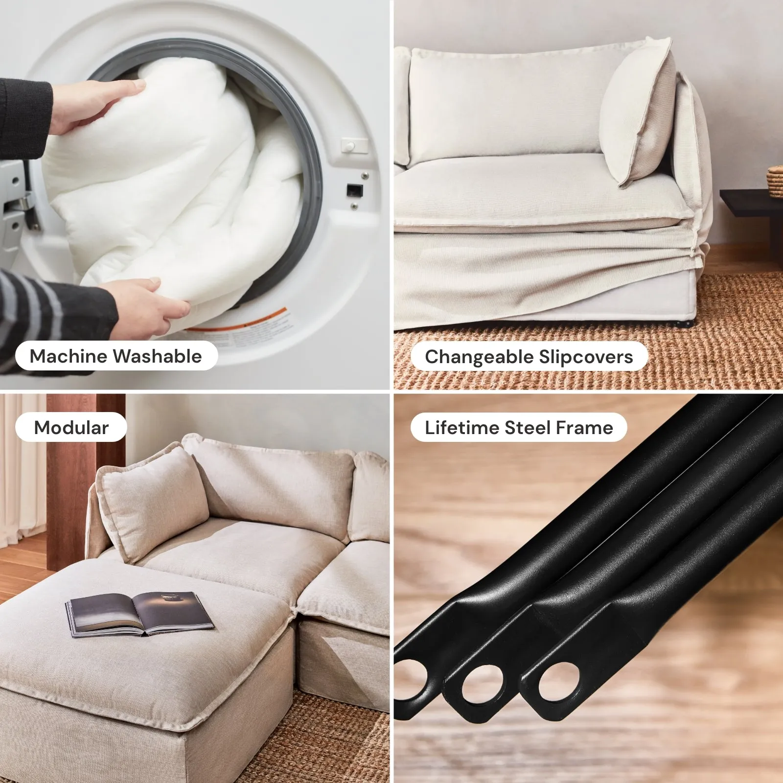 Modular Washable Armless Chair in Powder | Memorix  Seat | Contour Pillow
