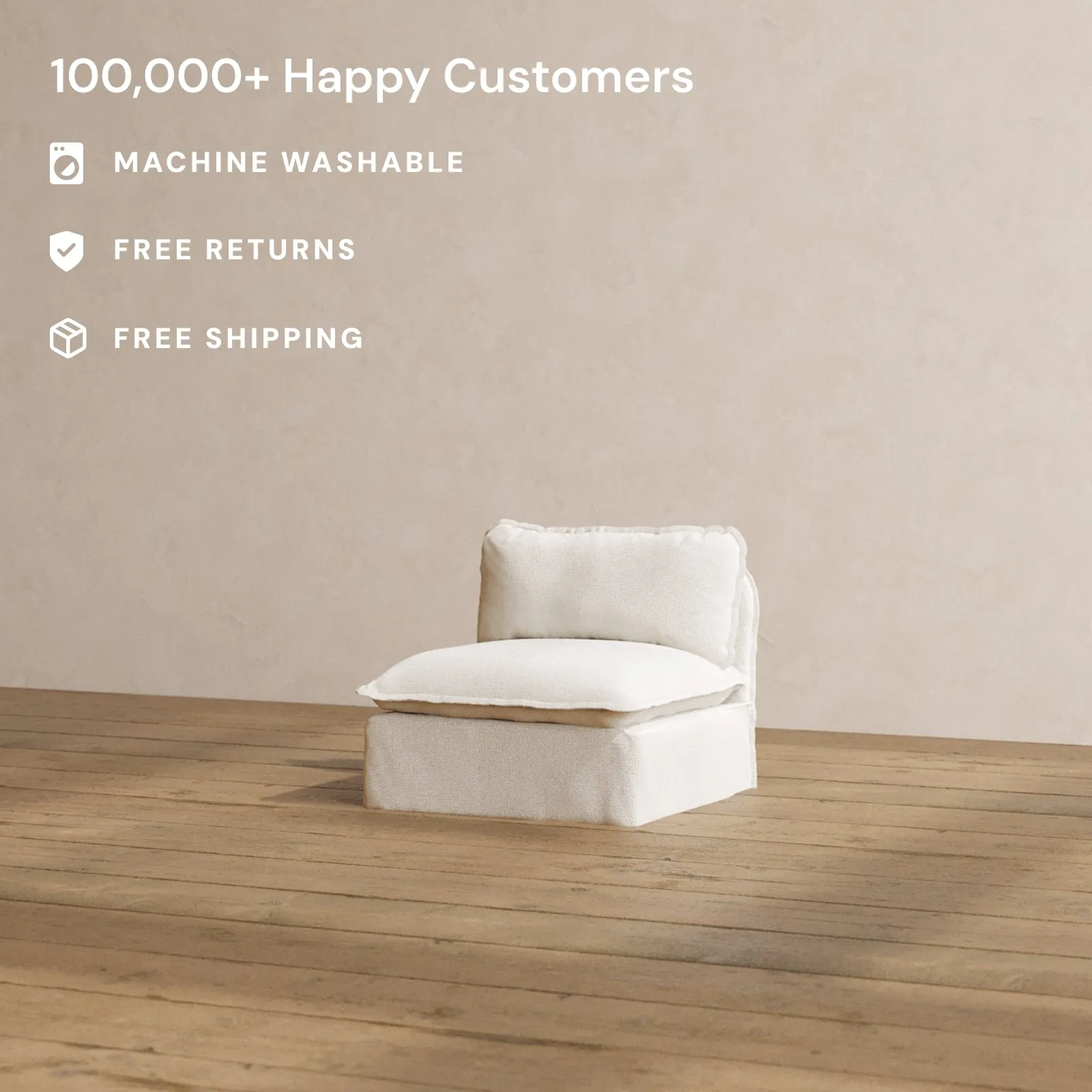 Modular Washable Armless Chair in Powder | Memorix  Seat | Contour Pillow