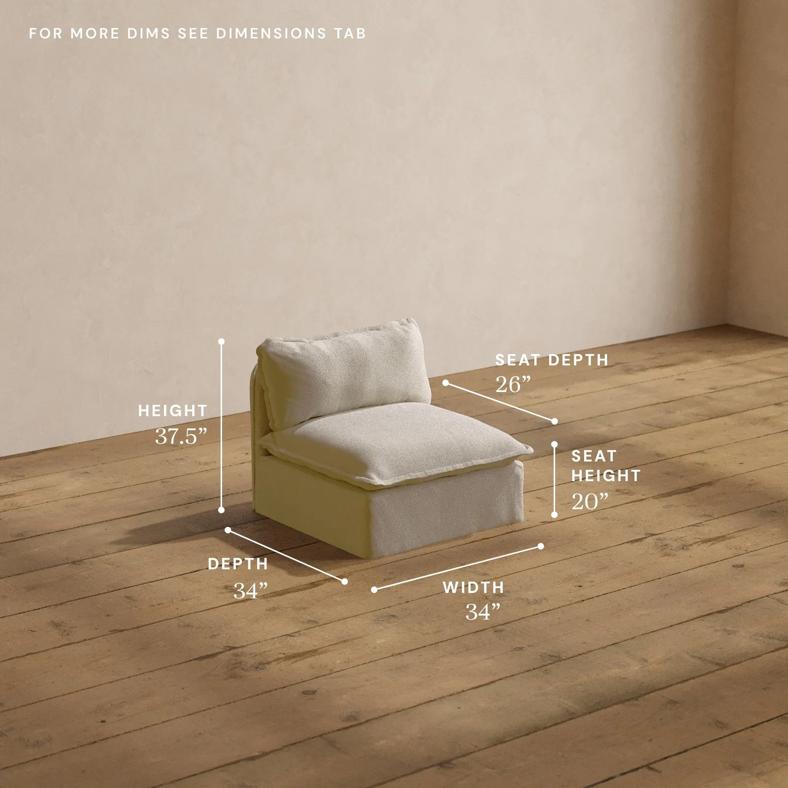 Modular Washable Armless Chair in Powder | Memorix  Seat | Contour Pillow