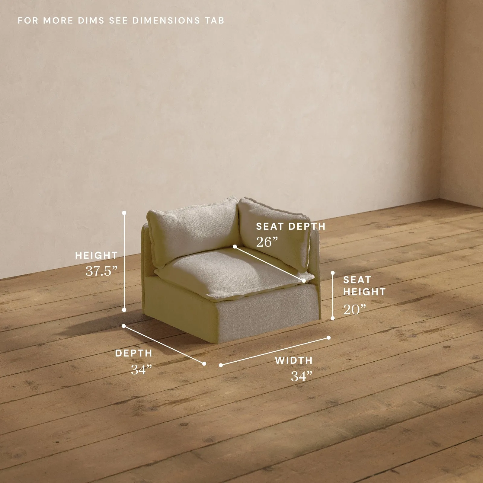 Modular Washable End Chair - Right in Powder | Memorix  Seat | Contour Pillow