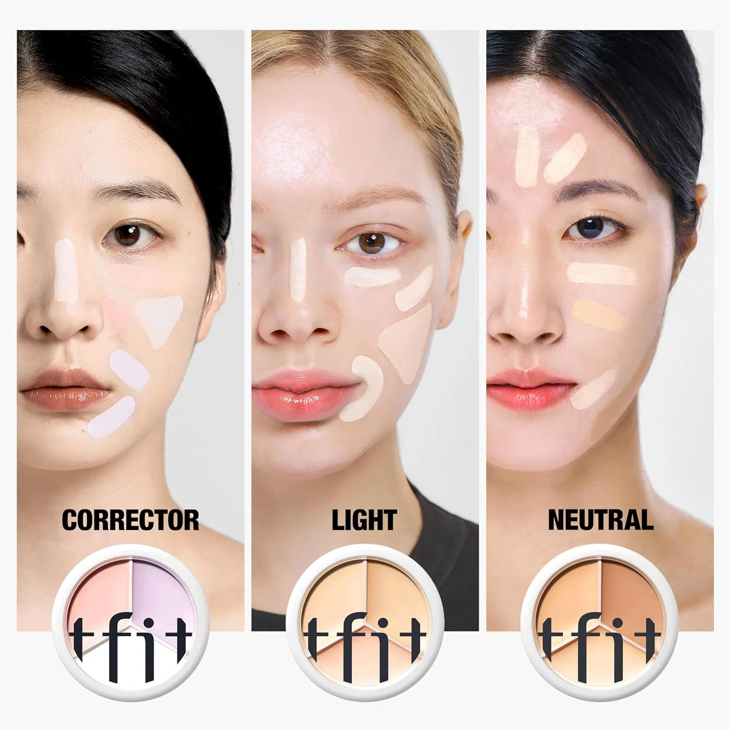 Multi-Use Pot Concealer - Triple Palette | High-Pigmented, Full Coverage & Crease-Proof | Korean Concealer for Dark Circles, Redness & Blemishes (04 Dark, 0.52 Oz)