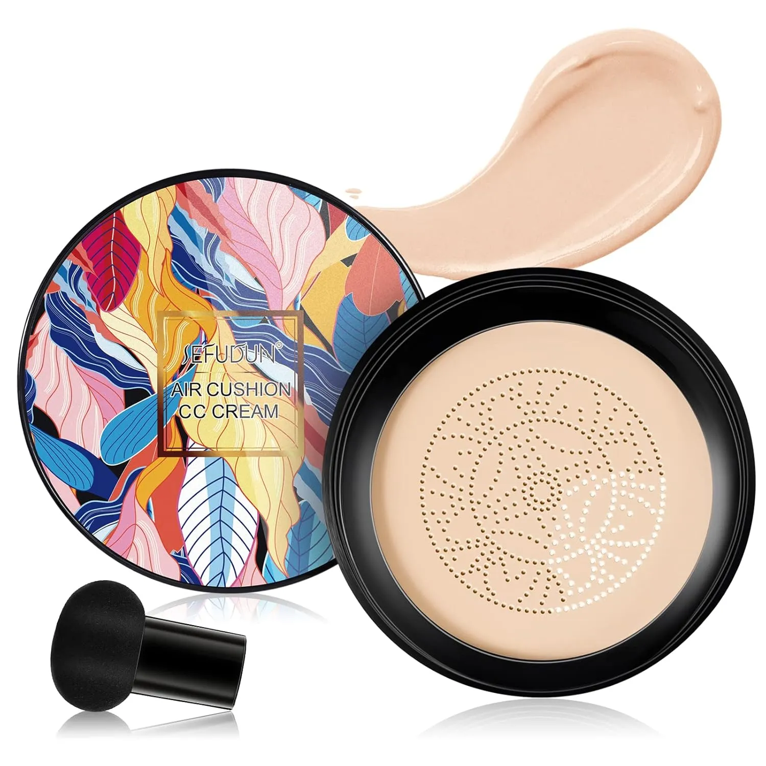 Mushroom Head Air Cushion CC Cream, Air Cushion CC Cream Foundation Covers Blemishes, Scars Easily and Smoothly, Mushroom Foundation Long Lasting, Intensely Moisturizing (Natural)