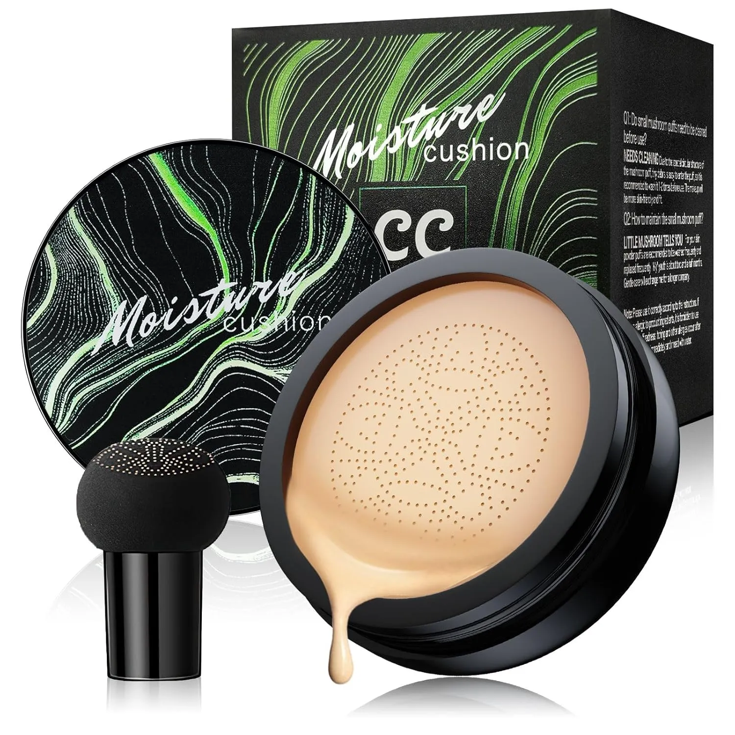Mushroom Head Air Cushion CC Cream - Brightening & Moisturizing BB Cream Makeup Long Lasting Matte Concealer, Even Skin Tone for All Skin Types (Natural, 3.21 Ounce (Pack of 1))