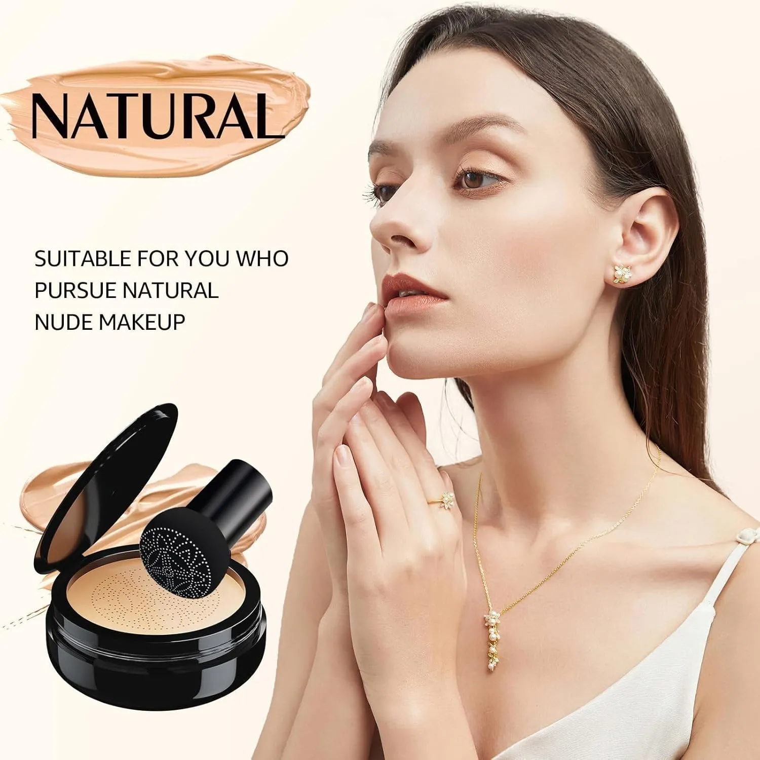 Mushroom Head Air Cushion CC Cream - Brightening & Moisturizing BB Cream Makeup Long Lasting Matte Concealer, Even Skin Tone for All Skin Types (Natural, 3.21 Ounce (Pack of 1))
