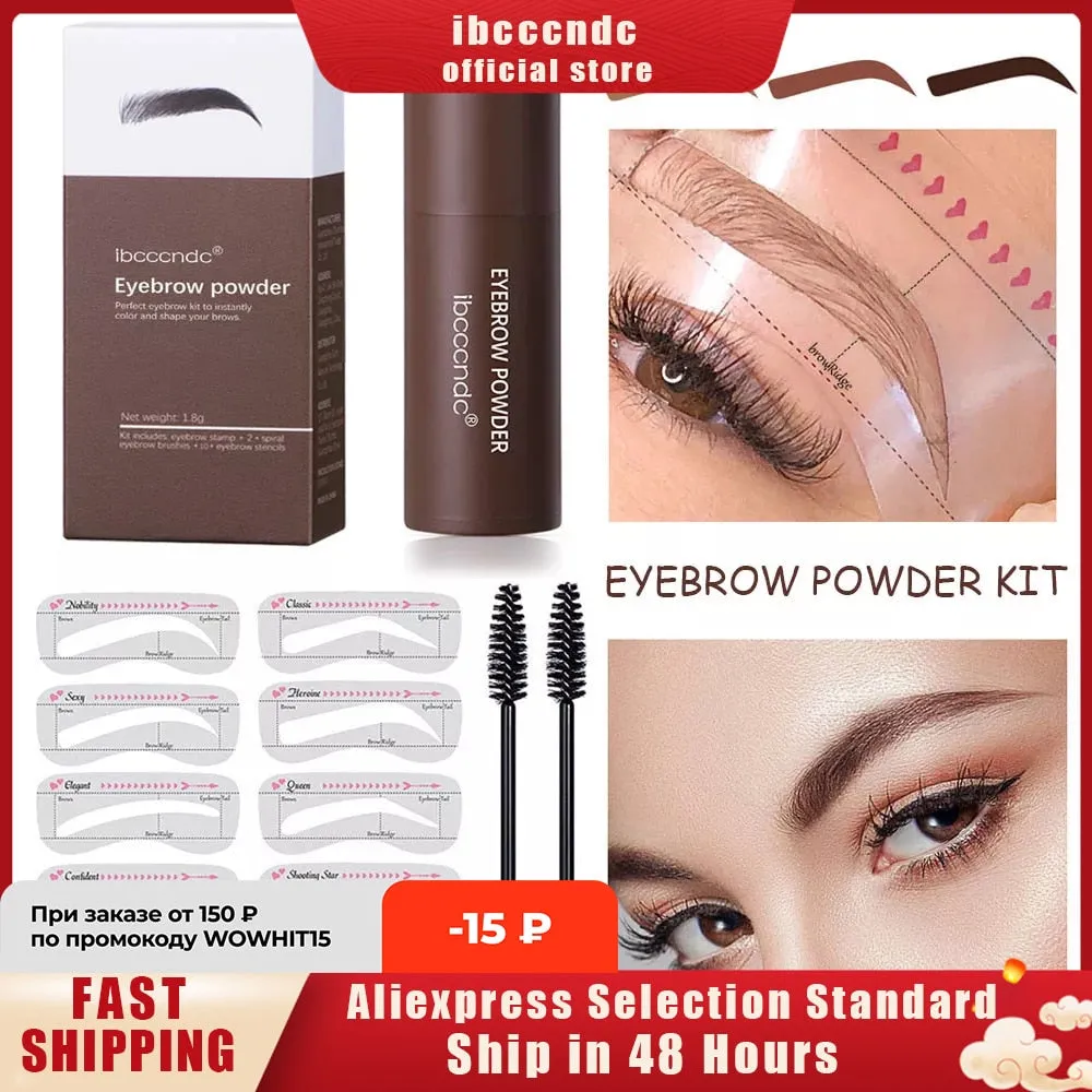 New Eyebrow Stamp Shaping Makeup Waterproof Brow Powder Natural Eye Eyebrow Stick Hair Line Contour Brown Black 3 Color