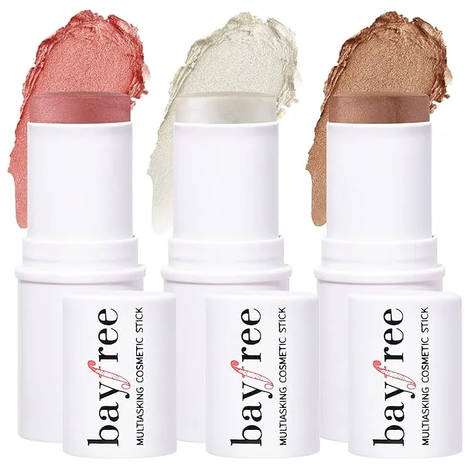 New KIMUSE Multi Stick Trio Face Makeup, Cream Blush Stick for Cheeks & Lips, Contour Stick & Highlighter Makeup Sticks for All Skin
