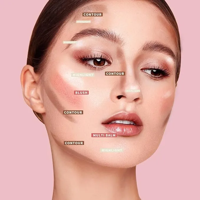New KIMUSE Multi Stick Trio Face Makeup, Cream Blush Stick for Cheeks & Lips, Contour Stick & Highlighter Makeup Sticks for All Skin
