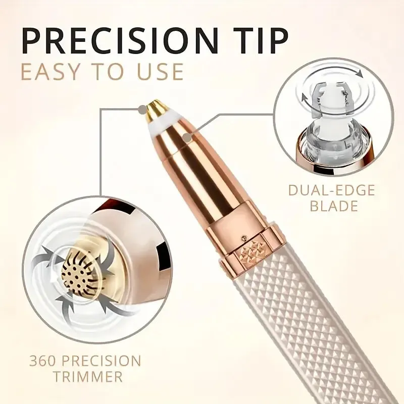 NEW Retails $42 Pink Eyebrow Trimmer & Facial Hair Removal For Women, 2 In 1 Eyebrow Razor And Painless Hair Shaver Rechargeable With Built-in LED Light For Face Peach Fuzz Eyebrow Lips Body Chin Arms