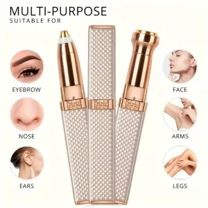 NEW Retails $42 Pink Eyebrow Trimmer & Facial Hair Removal For Women, 2 In 1 Eyebrow Razor And Painless Hair Shaver Rechargeable With Built-in LED Light For Face Peach Fuzz Eyebrow Lips Body Chin Arms