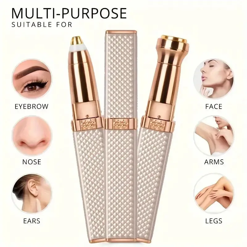 NEW Retails $42 Pink Eyebrow Trimmer & Facial Hair Removal For Women, 2 In 1 Eyebrow Razor And Painless Hair Shaver Rechargeable With Built-in LED Light For Face Peach Fuzz Eyebrow Lips Body Chin Arms