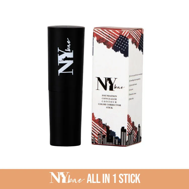 NY Bae All In One Stick - I'm Goin' To Coney Island, Caramel 4 | Foundation Concealer Contour Colour Corrector Stick | Wheatish Skin | Creamy Matte Finish | Enriched With Vitamin E | Covers Blemishes & Dark Circles | Medium Coverage | Cruelty Free
