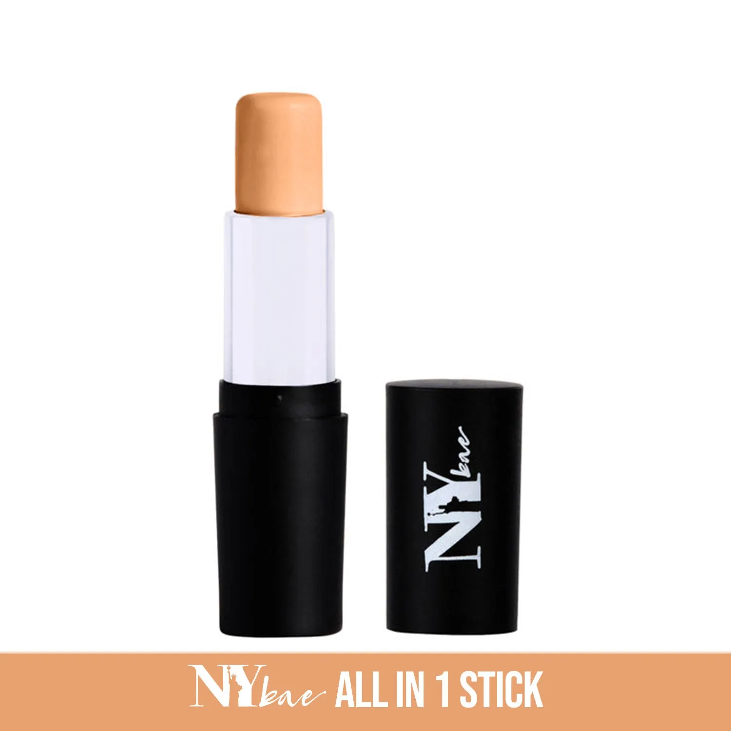 NY Bae All In One Stick - Long Island Bisque T 19 | Foundation Concealer Contour Colour Corrector Stick | Fair Skin | Creamy Matte Finish | Enriched With Vitamin E | Covers Blemishes & Dark Circles | Medium Coverage | Cruelty Free