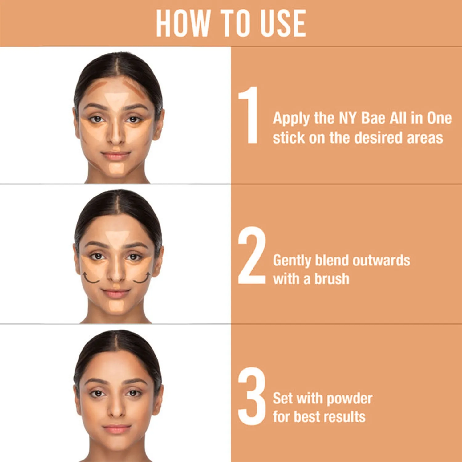 NY Bae All In One Stick - Long Island Bisque T 19 | Foundation Concealer Contour Colour Corrector Stick | Fair Skin | Creamy Matte Finish | Enriched With Vitamin E | Covers Blemishes & Dark Circles | Medium Coverage | Cruelty Free