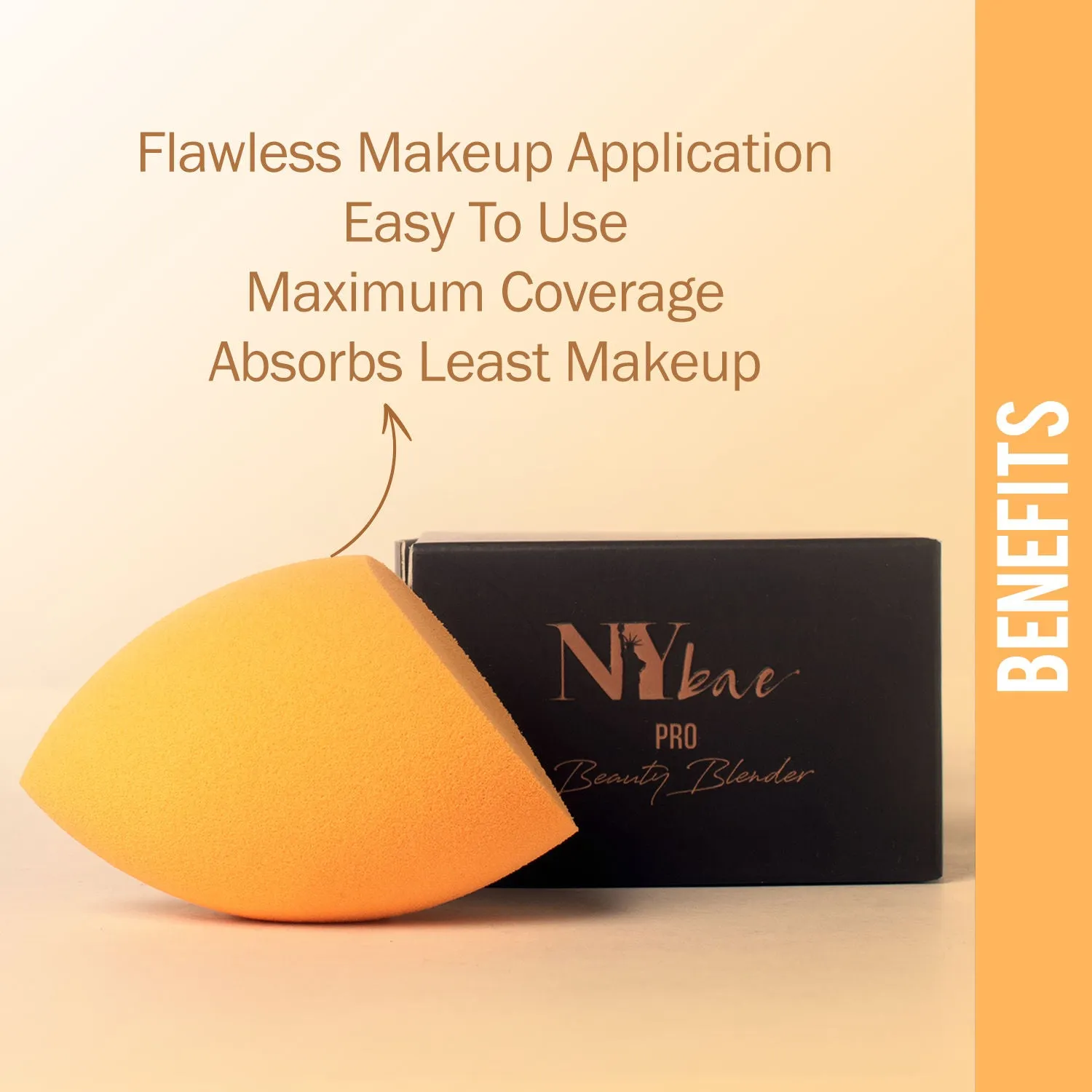 NY Bae Pro Beauty Blender | One Cut Olive Blender | Orange | Flawless Makeup Application | Maximum Coverage - Dreamy 05