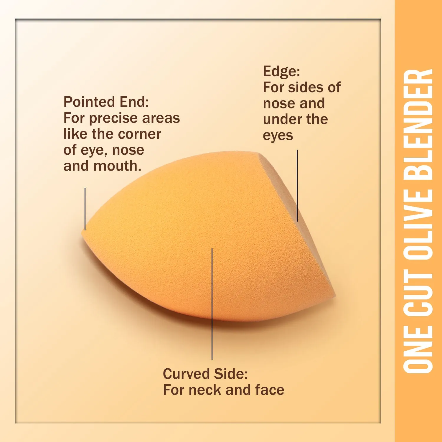 NY Bae Pro Beauty Blender | One Cut Olive Blender | Orange | Flawless Makeup Application | Maximum Coverage - Dreamy 05