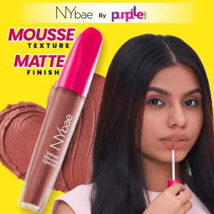 NY Bae Velvet Mousse Liquid Lipstick - Flirty Nude 07 (6.5ml) | Velvet Matte Finish | Transferproof | Smudgeproof | Ultra Light | Smooth | Moisturising Nude Lipstick