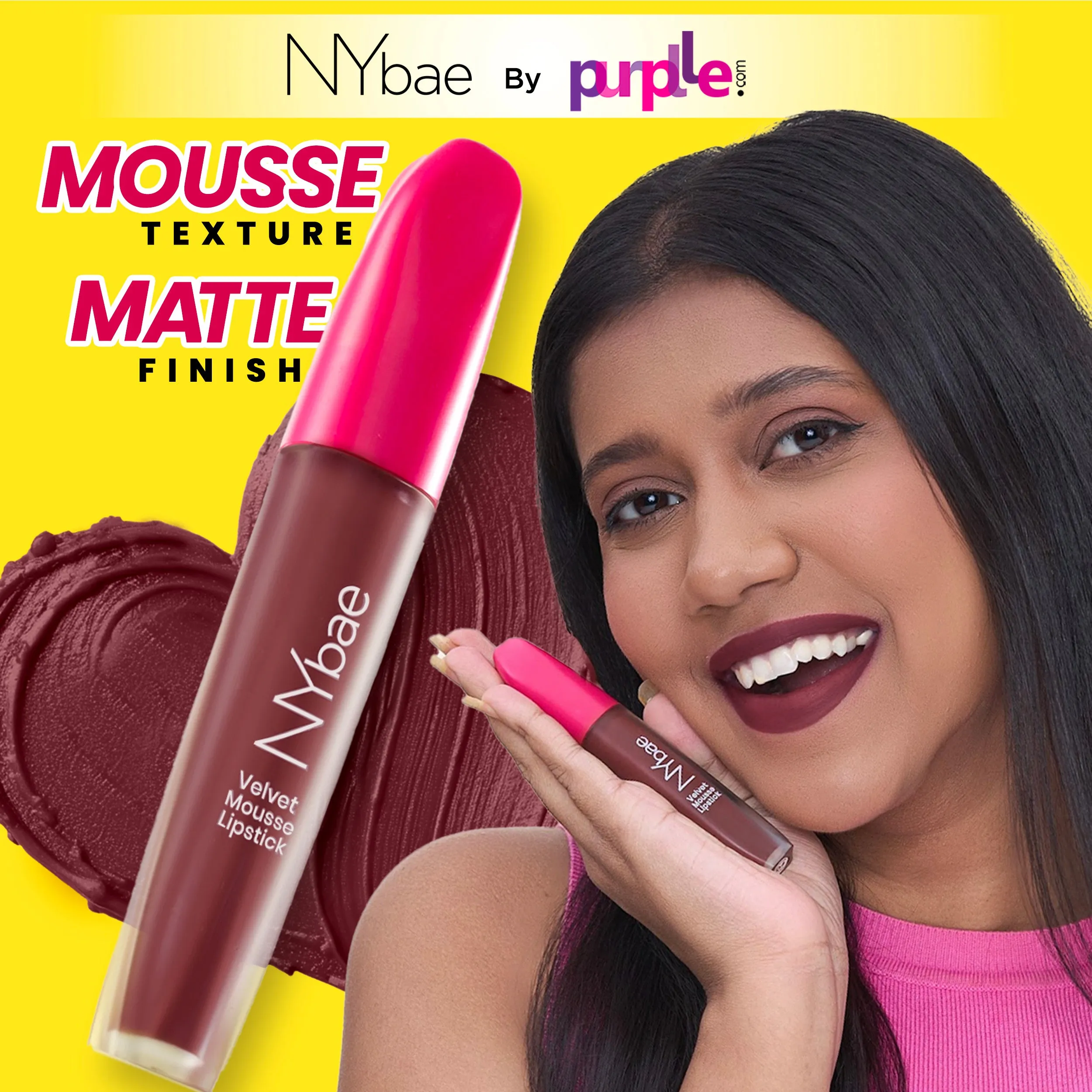 NY Bae Velvet Mousse Liquid Lipstick - Sexy Sangria 04 (6.5ml) | Velvet Matte Finish | Transferproof | Smudgeproof | Ultra Light | Smooth | Moisturising Wine Lipstick