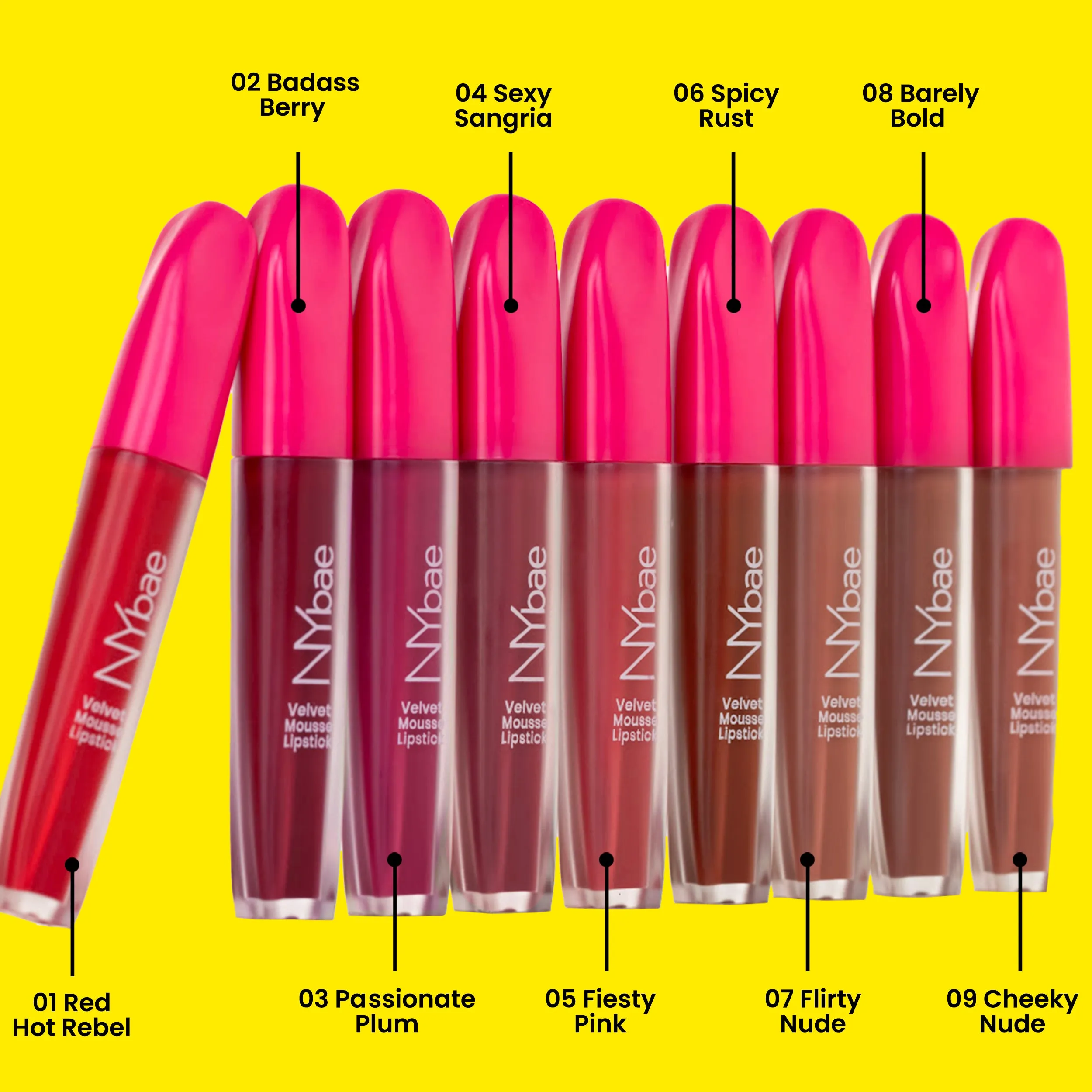 NY Bae Velvet Mousse Liquid Lipstick - Sexy Sangria 04 (6.5ml) | Velvet Matte Finish | Transferproof | Smudgeproof | Ultra Light | Smooth | Moisturising Wine Lipstick